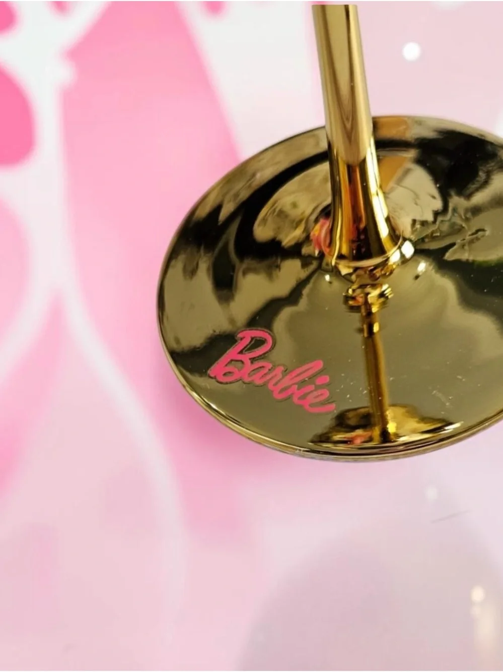 Barbie Dreamhouse 60th Gold & Pink Stemmed Wine Glasses Pair